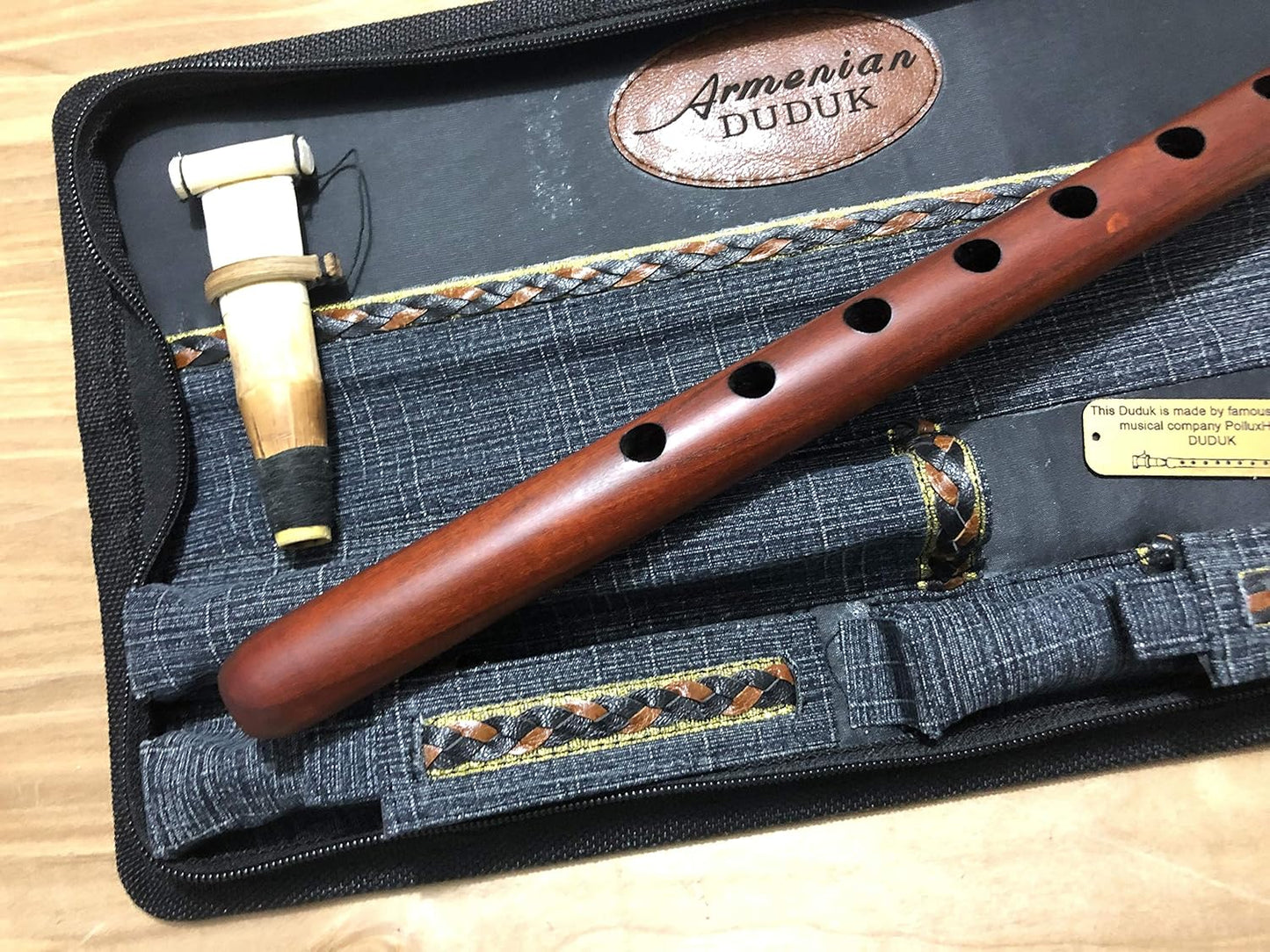 DUDUK Professional Armenian, Key A, Apricot Wood, Professional 2 Reeds, Jeans and Leather Case, Playing Instruction, For Duduk Players