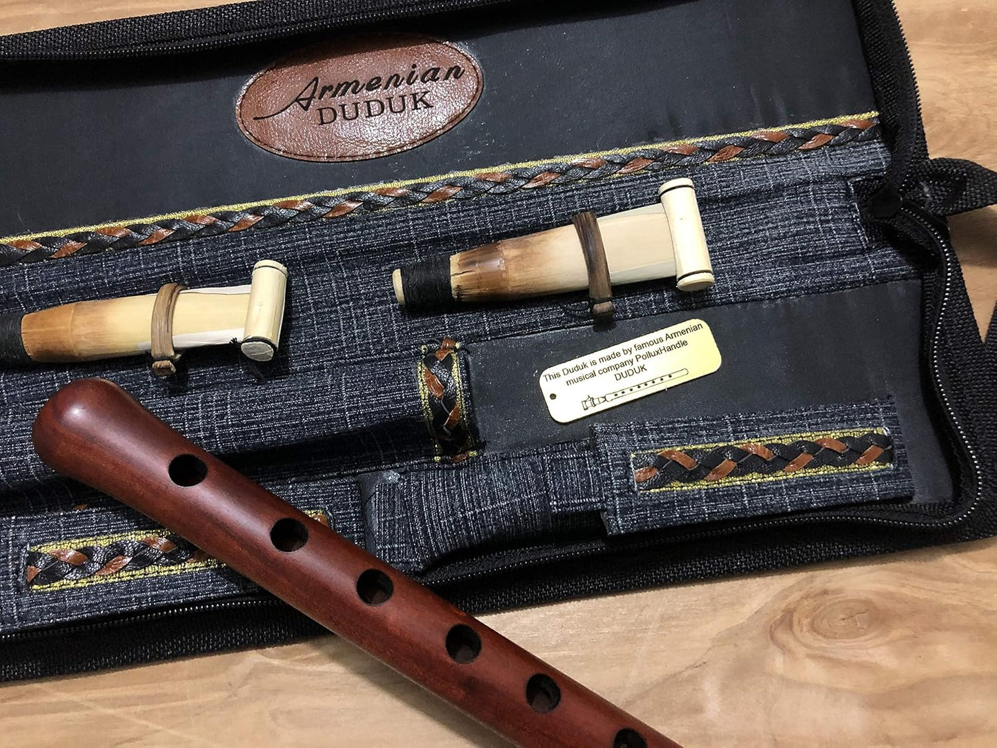 DUDUK Professional Armenian, Key A, Apricot Wood, Professional 2 Reeds, Jeans and Leather Case, Playing Instruction, For Duduk Players