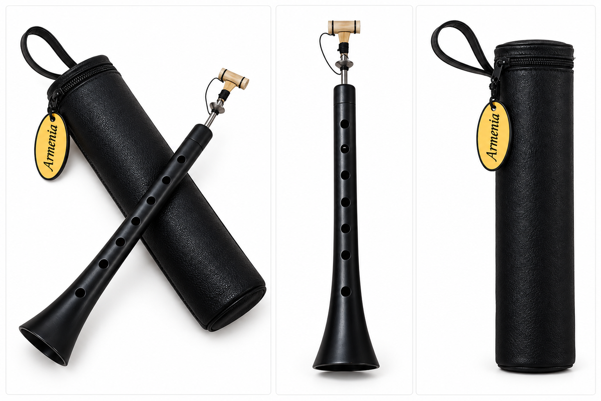 Professional ZURNA Woodwind instrument and Reed and Case, Apricot Wood, Professional Reed, Leather Case