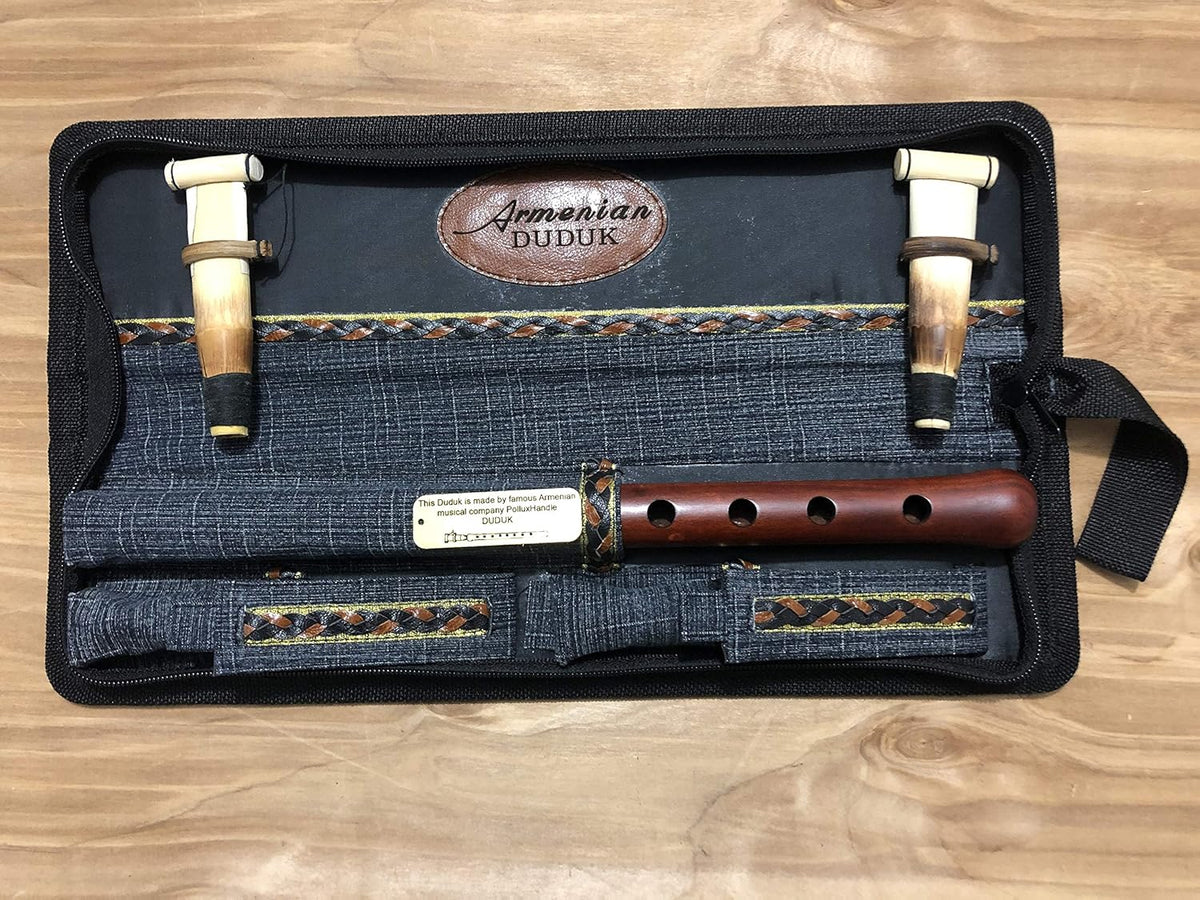 DUDUK Professional Armenian, Key A, Apricot Wood, Professional 2 Reeds, Jeans and Leather Case, Playing Instruction, For Duduk Players