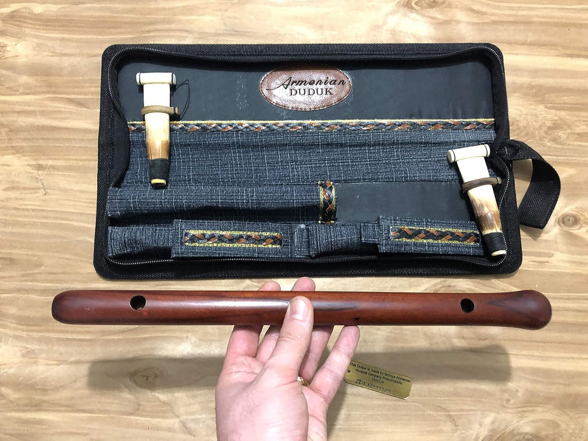 DUDUK Professional Armenian, Key A, Apricot Wood, Professional 2 Reeds, Jeans and Leather Case, Playing Instruction, For Duduk Players