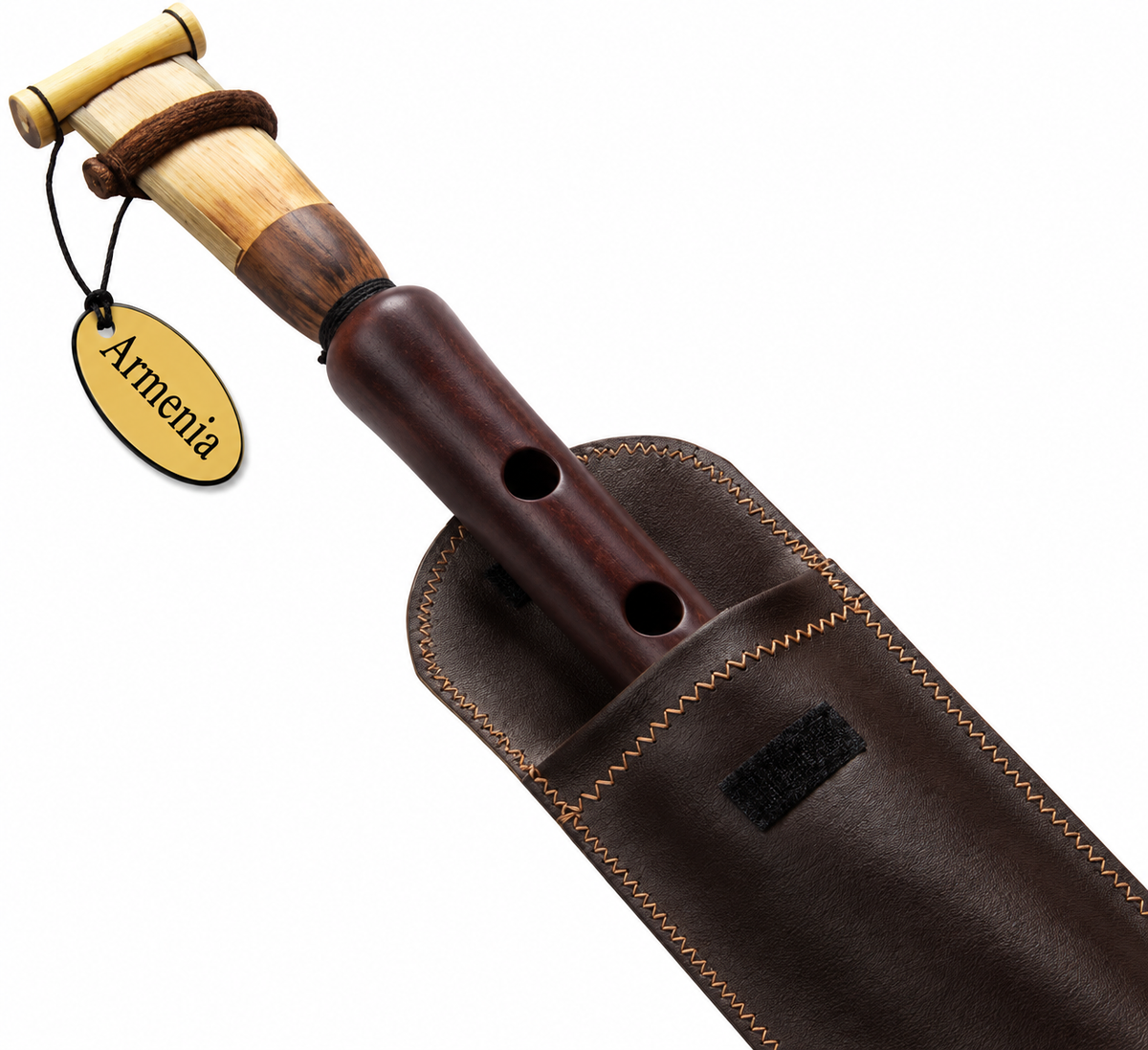 Armenian Professional Duduk Key A - 2 Reeds Apricot Wood and Leather Case