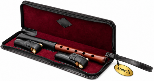 Professional Armenian DUDUK Key A Apricot Wood Oboe Balaban Woodwind Instrument, Leather Case and Professional 2 Reeds and Playing Instructions, Apricot Wooden Duduk, Flute