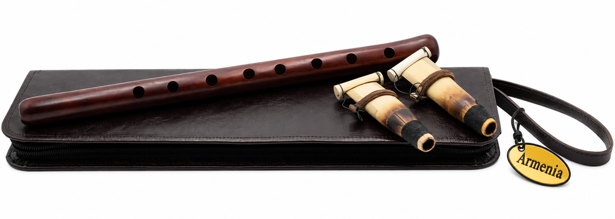 Professional Armenian DUDUK Key A Apricot Wood Oboe Balaban Woodwind Instrument, Leather Case and Professional 2 Reeds and Playing Instructions, Apricot Wooden Duduk, Flute