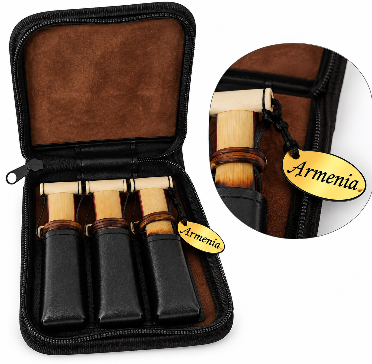 3 Professional Reeds, Armenian Duduk Reeds key A, Handmade Ramish Oboe Balaban, Reeds With Leather Case
