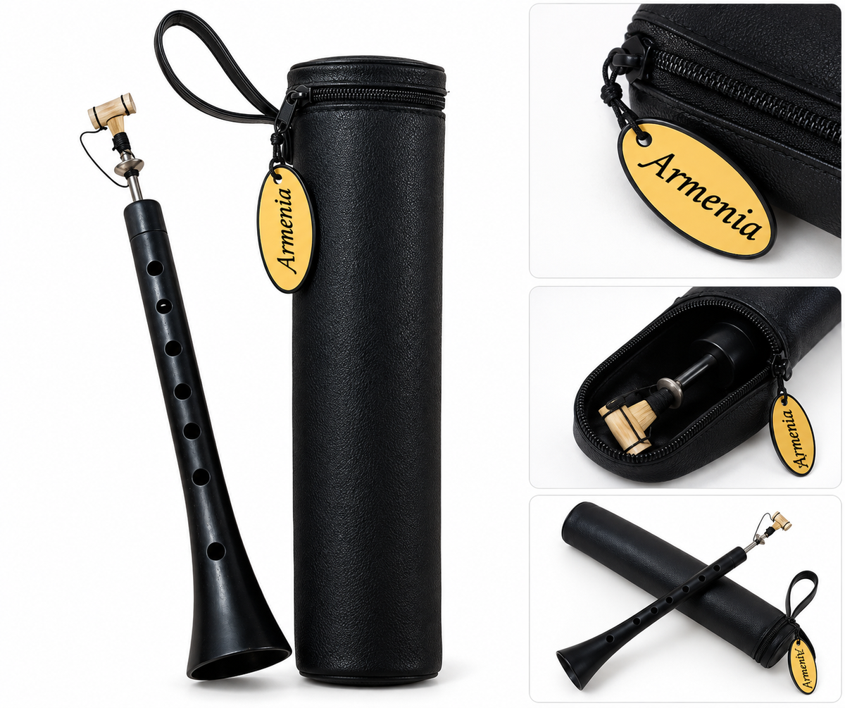 Professional ZURNA Woodwind instrument and Reed and Case, Apricot Wood, Professional Reed, Leather Case