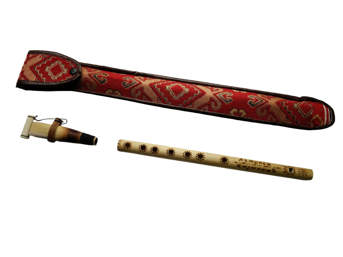 Armenian Duduk, 2 Professional Reeds, Apricot Wooden Duduk, National Taraz Case, Playing Instruction and Gift Flute