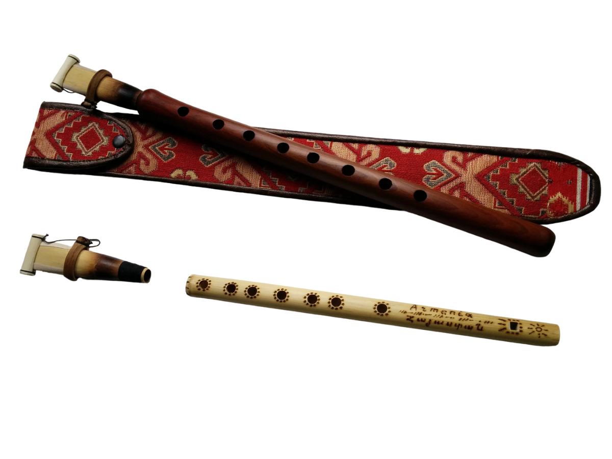 Armenian Duduk, 2 Professional Reeds, Apricot Wooden Duduk, National Taraz Case, Playing Instruction and Gift Flute