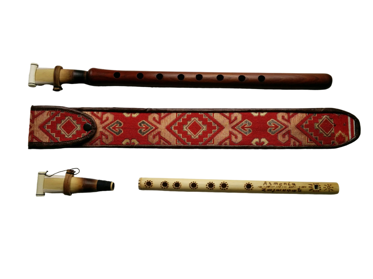 Armenian Duduk, 2 Professional Reeds, Apricot Wooden Duduk, National Taraz Case, Playing Instruction and Gift Flute