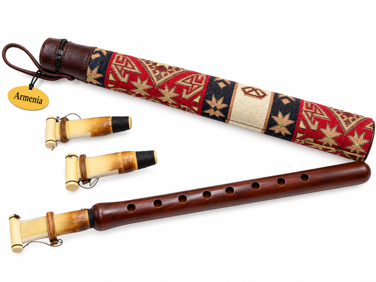 Apricot Wood Armenian Professional Duduk, Key A, Includes 3 Reed and Taraz Case, Playing Instruction and Gift Flute