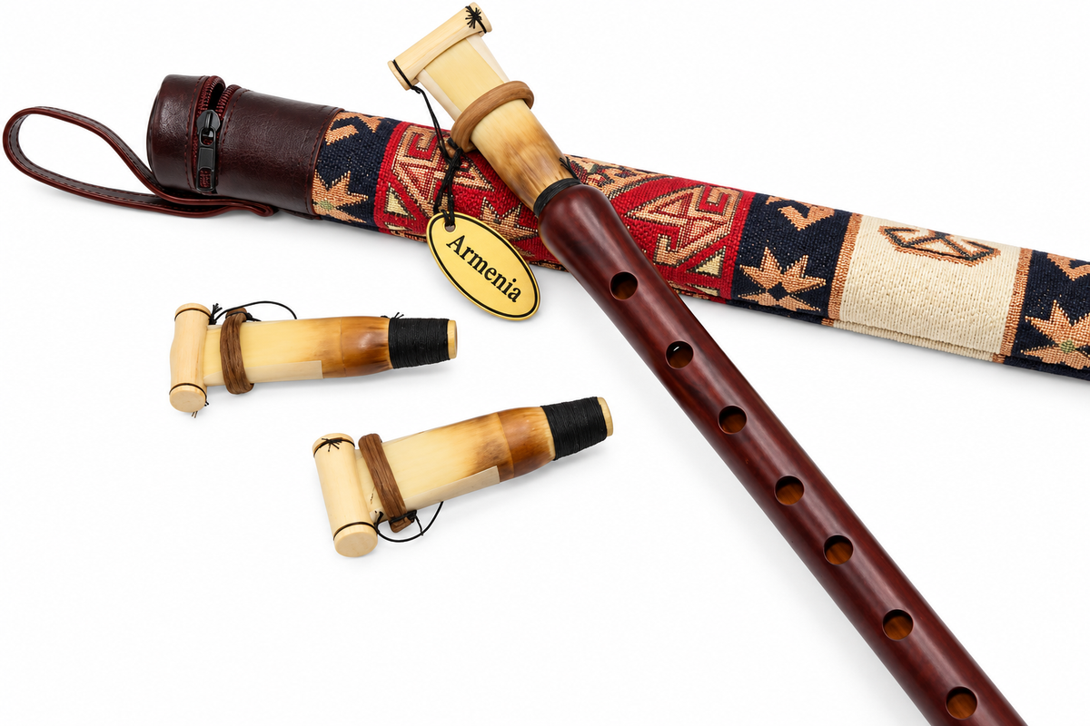 Apricot Wood Armenian Professional Duduk, Key A, Includes 3 Reed and Taraz Case, Playing Instruction and Gift Flute